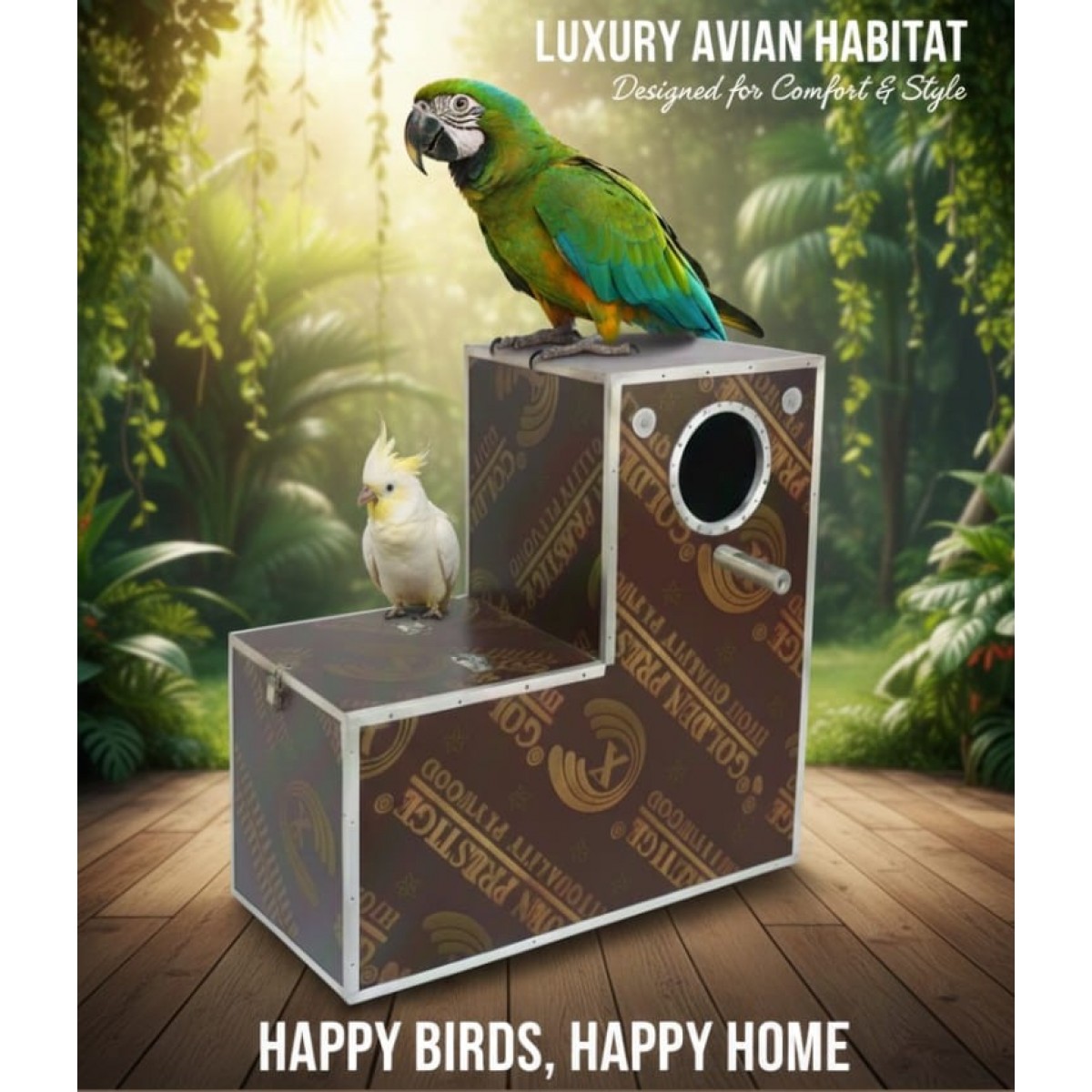 Golden Prestige Large L-Shaped Wooden Bird Nesting Box (61×30×60 cm ...
